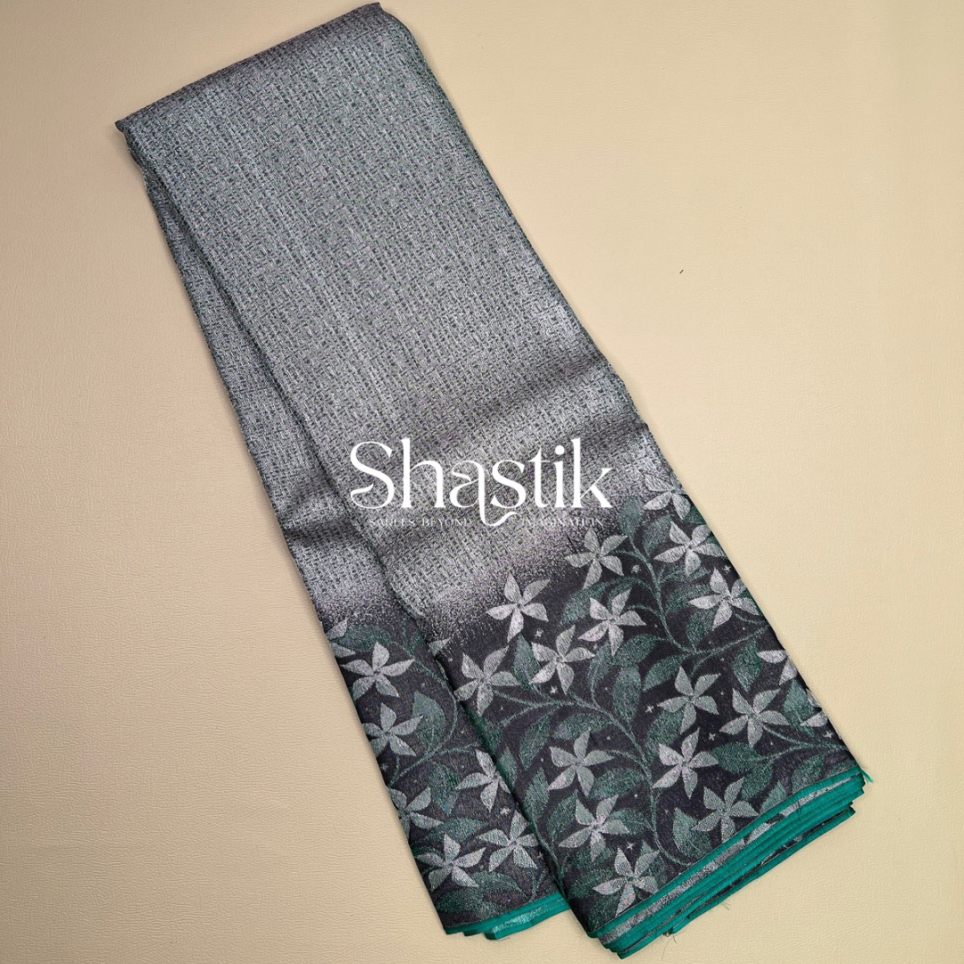 Whispers of Jasmines in the night contemporary silk saree