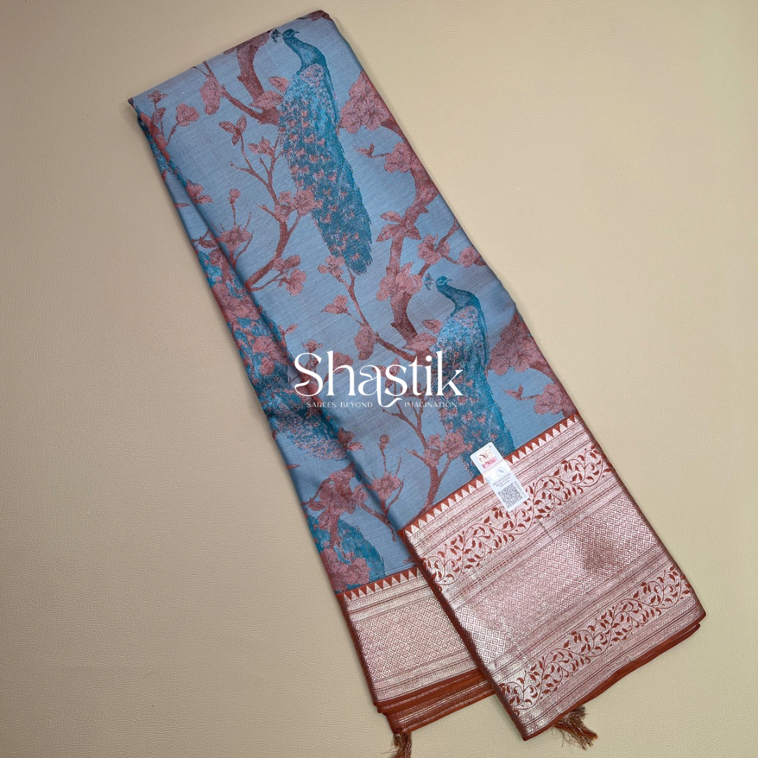 The Royal Peacock weave contemporary silk saree