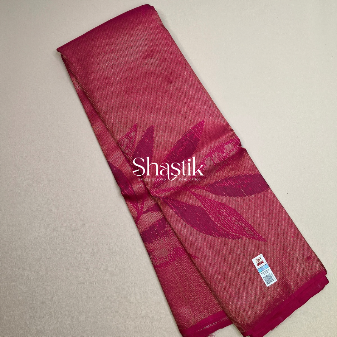 Ferns with Kalamkari Art Kancheevaram Silk Saree