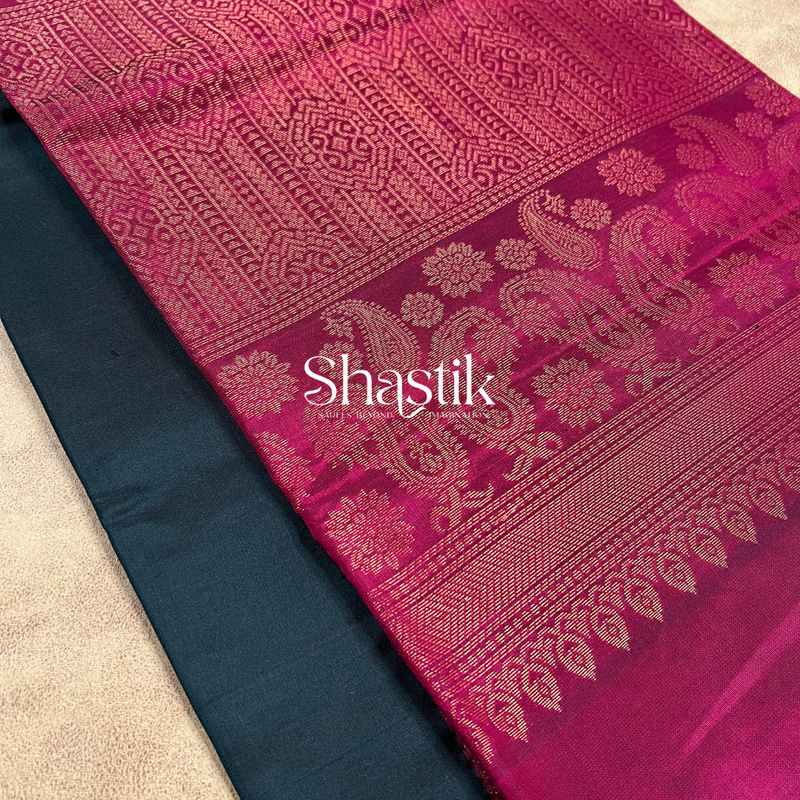 Bottle green magenta soft silk saree Coimbatore