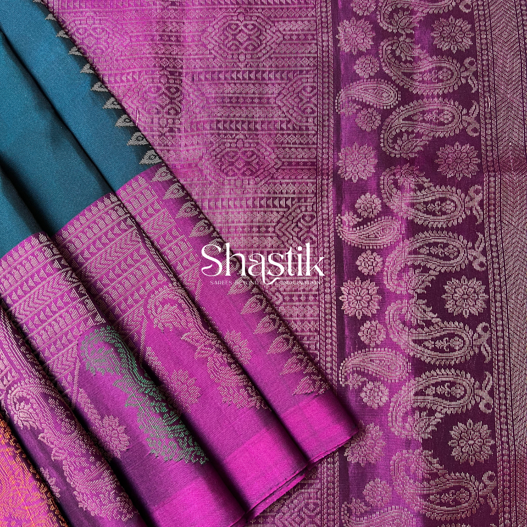 Bottle green magenta soft silk saree Coimbatore