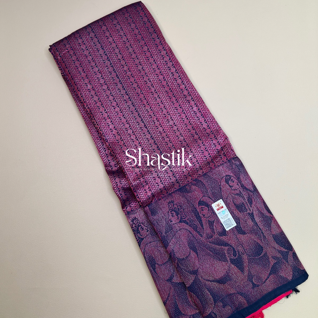 Lord Krishna's Rasa Leela Kancheevaram Silk Saree