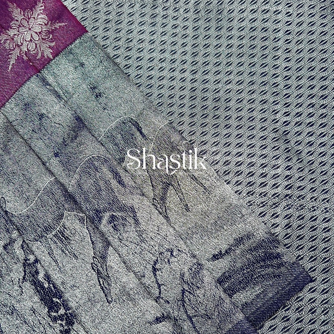 Handwoven Pure Silk Saree with Silver Floral Motifs