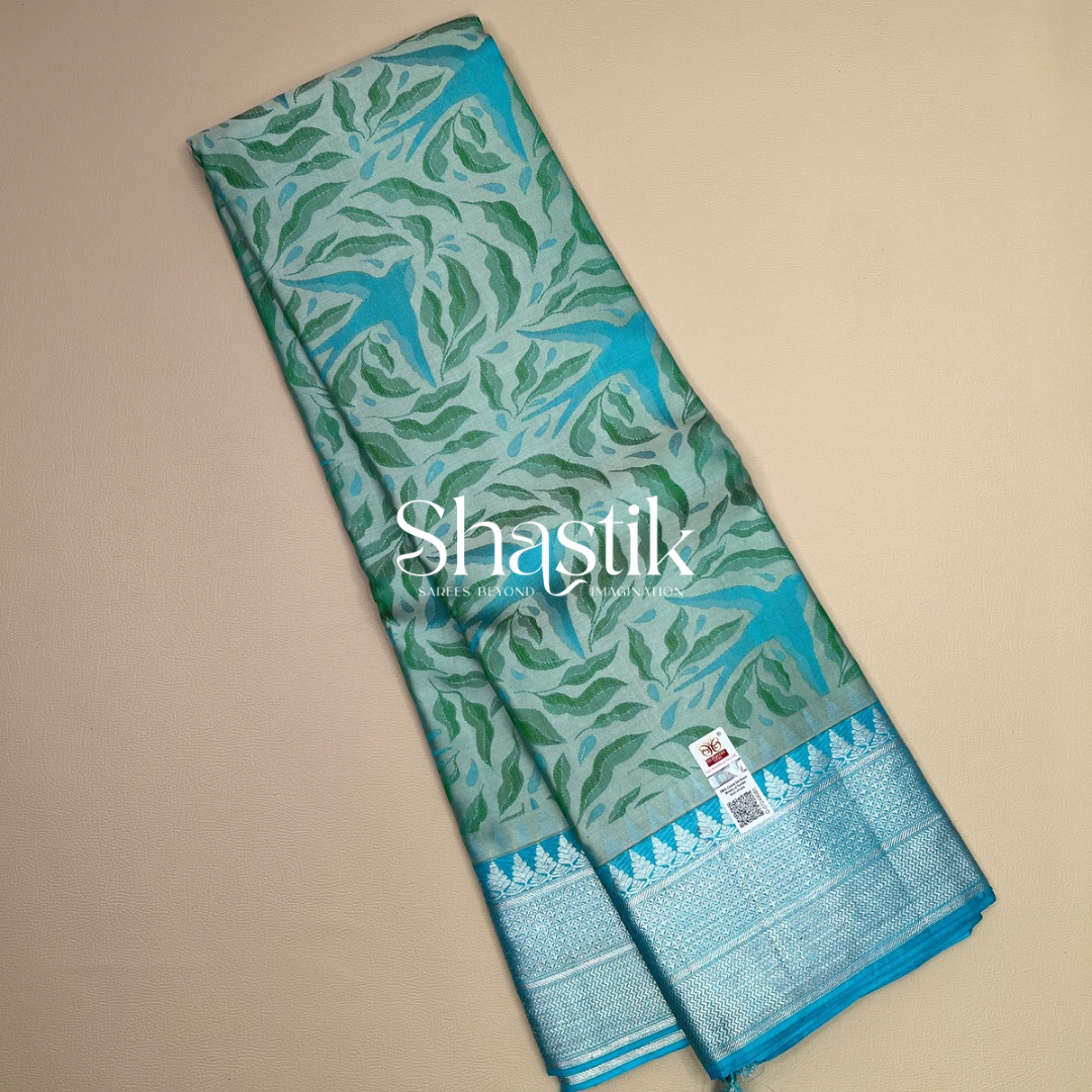 Flying Humming Birds contemporary silk saree
