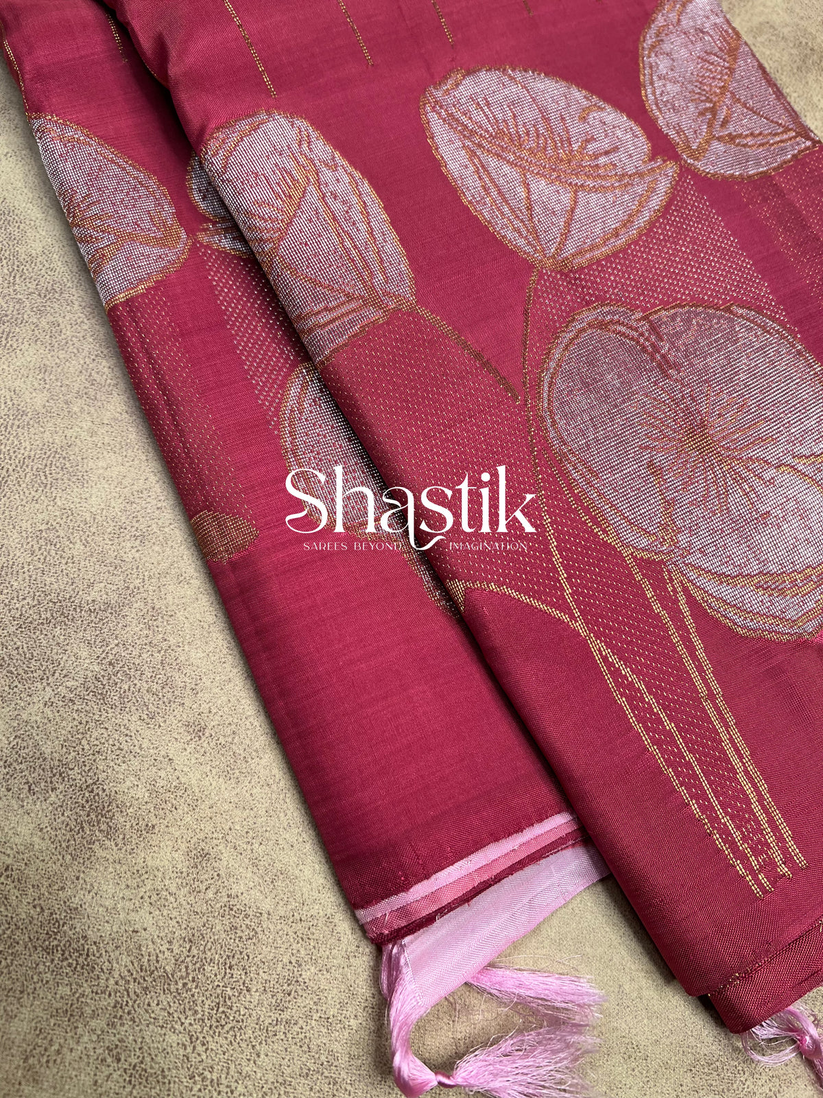 Kancheevaram wedding silk saree in Pink palette