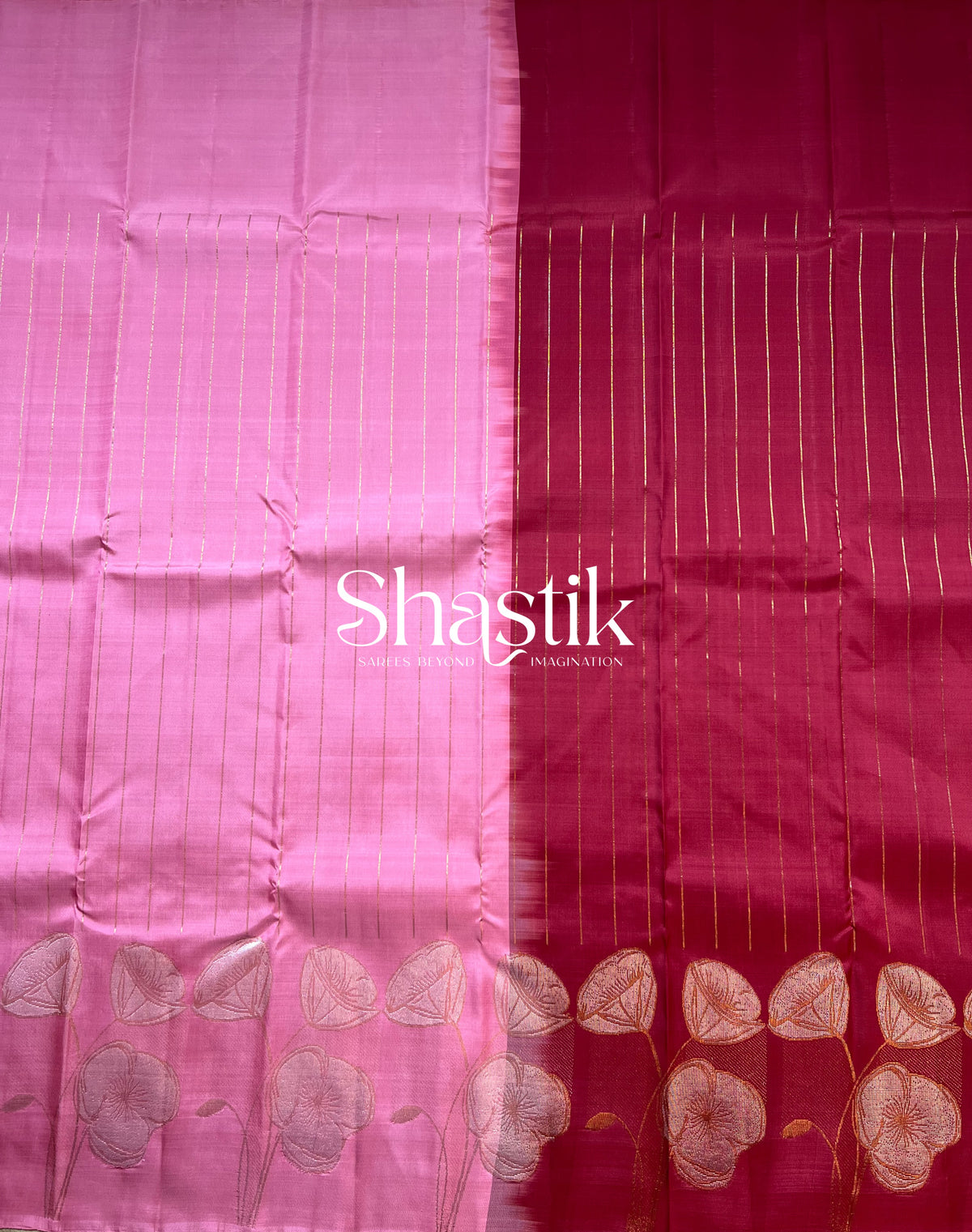 Kancheevaram wedding silk saree in Pink palette