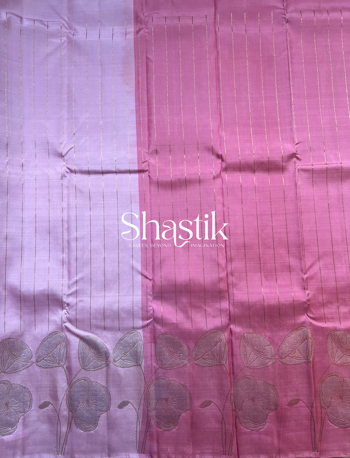 Kancheevaram wedding silk saree in Pink palette