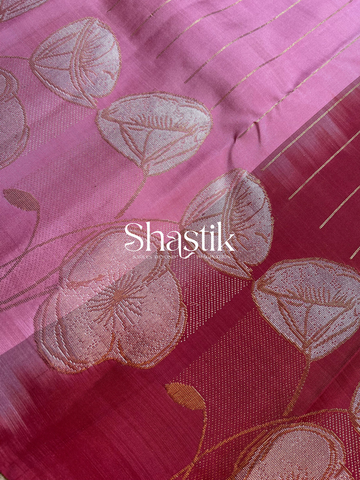 Kancheevaram wedding silk saree in Pink palette