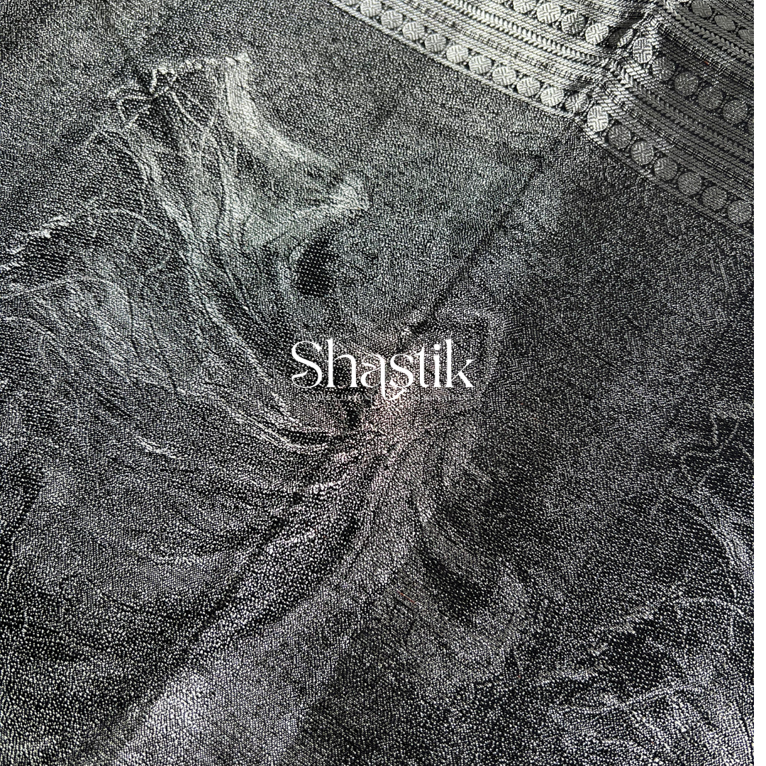 New Design Wedding Saree in Black with Zari Work