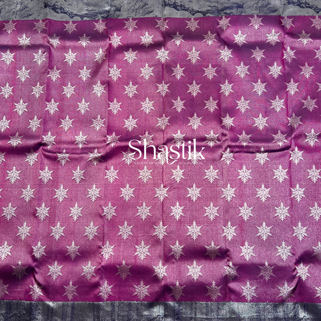 Wedding Silk Saree in Purple with Silver Zari Work