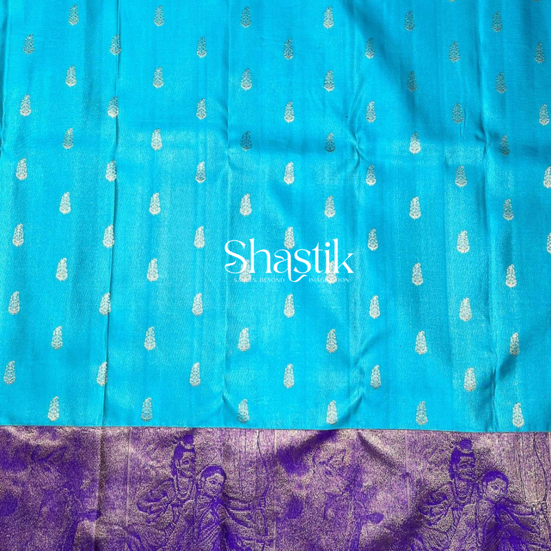 Wedding Silk Saree in Turquoise blue silk saree