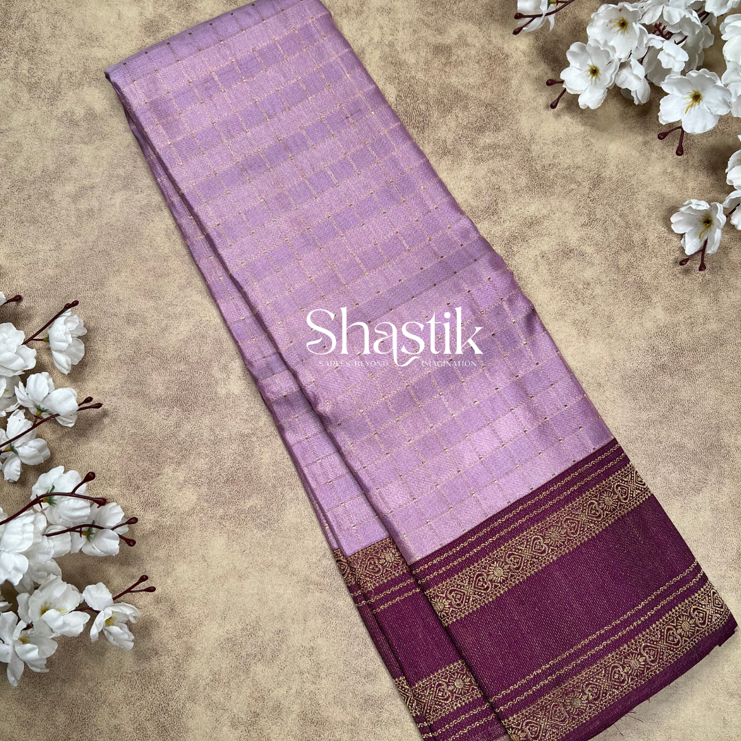 Wedding traditional saree in pastel purple with Retta Petta border