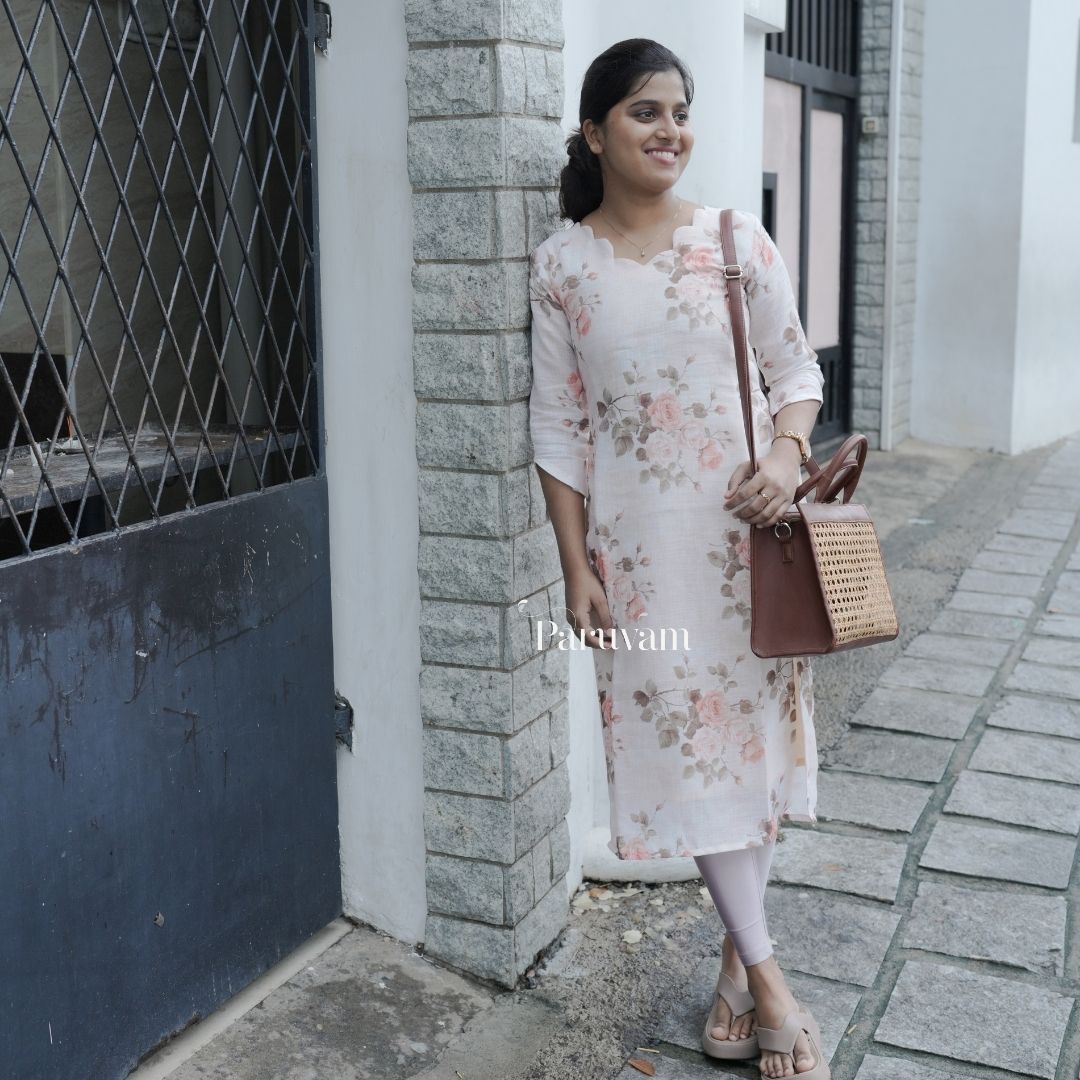 Time for some roses linen mix kurti