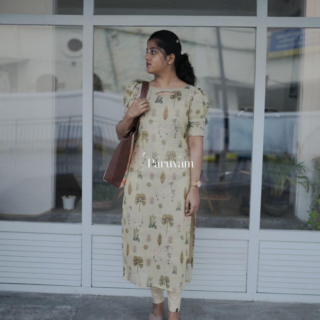 Pichwai printed tissue shimmer kurti