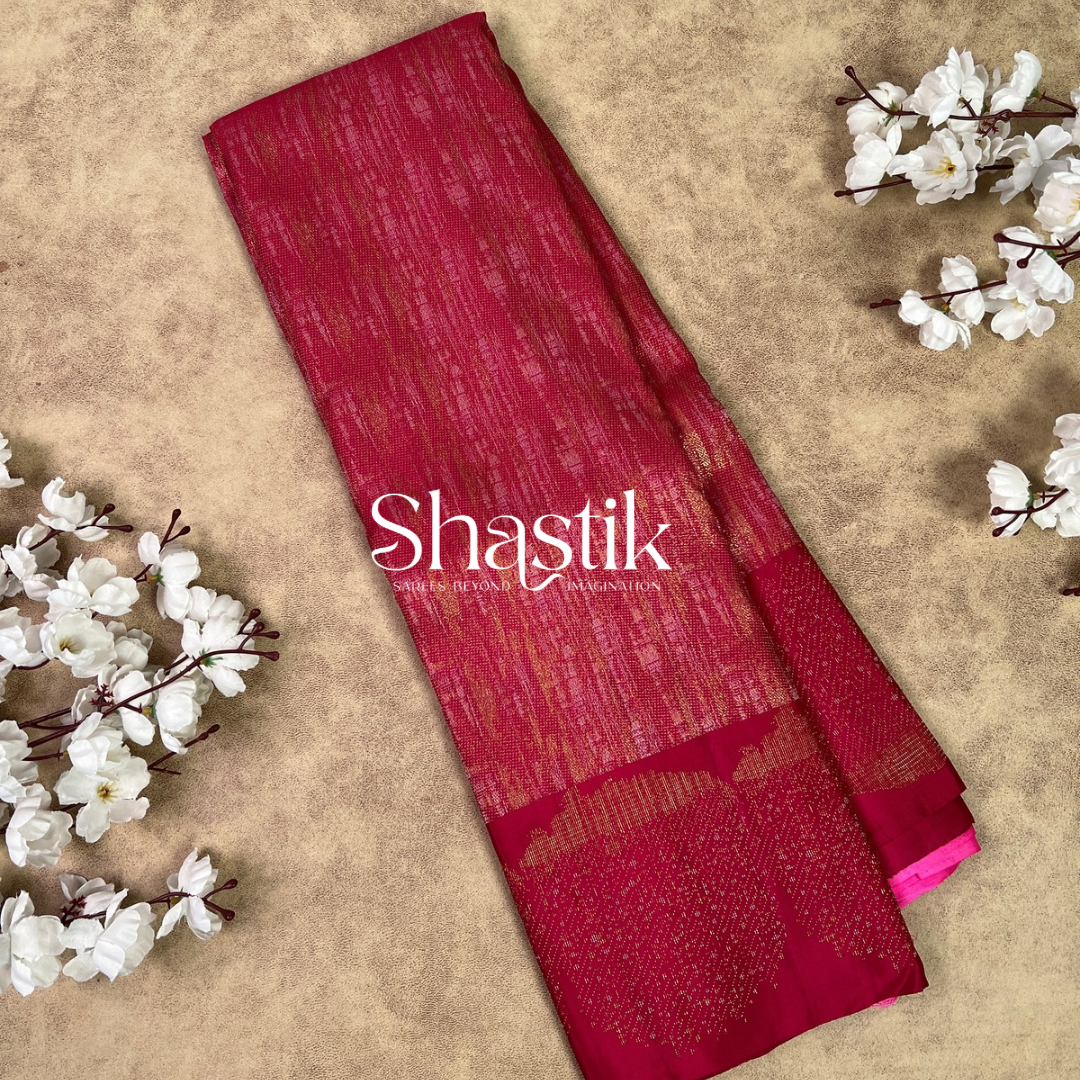 Raining clouds Kanchipuram bridal silk saree in magenta