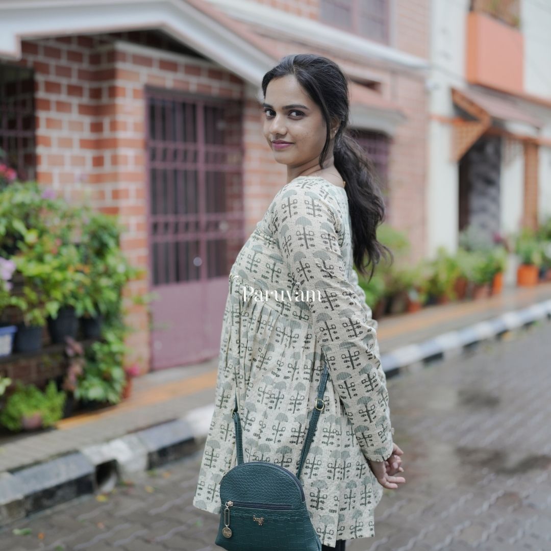 Cream Ajrakh short kurti
