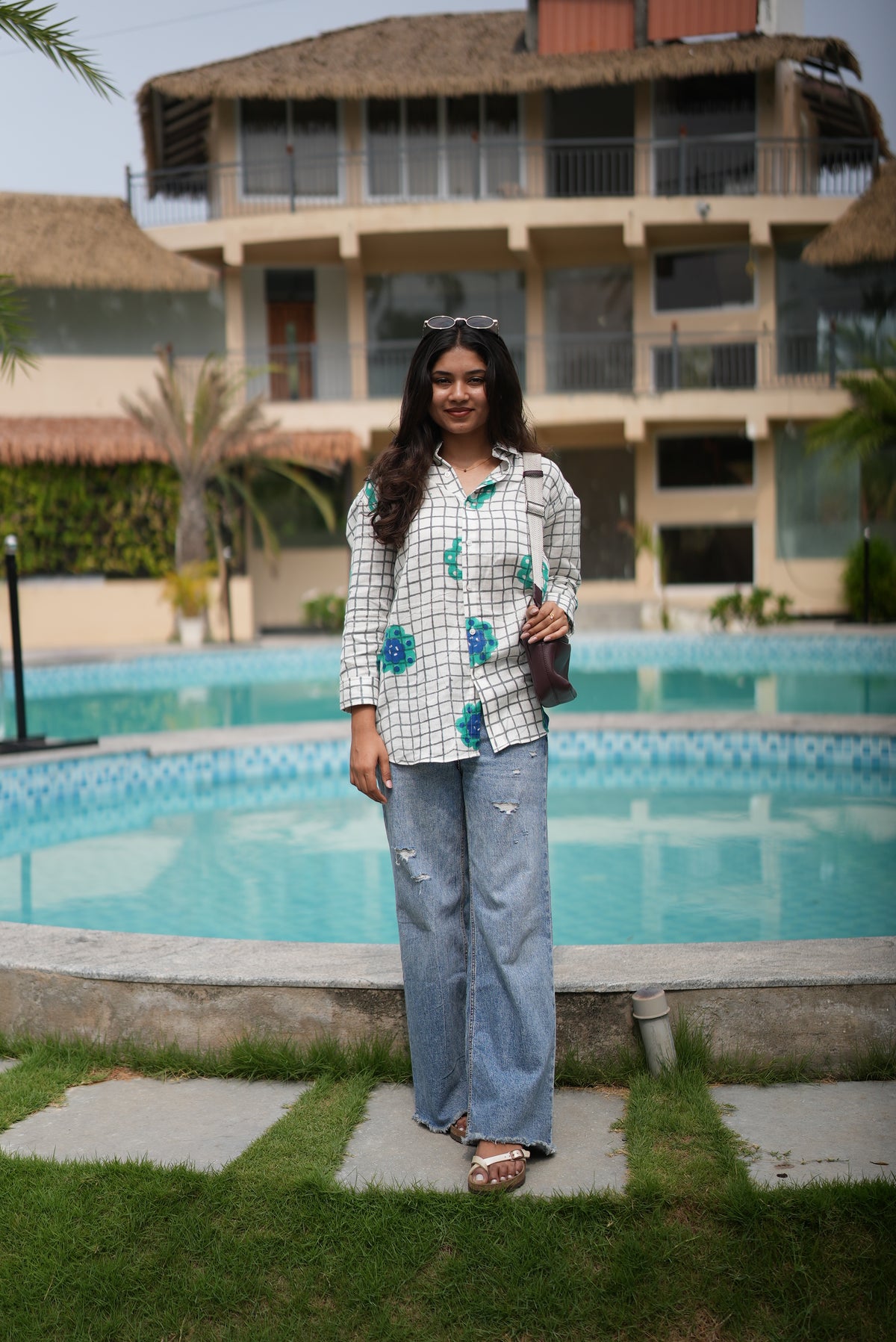 White textured relaxed fit shirt