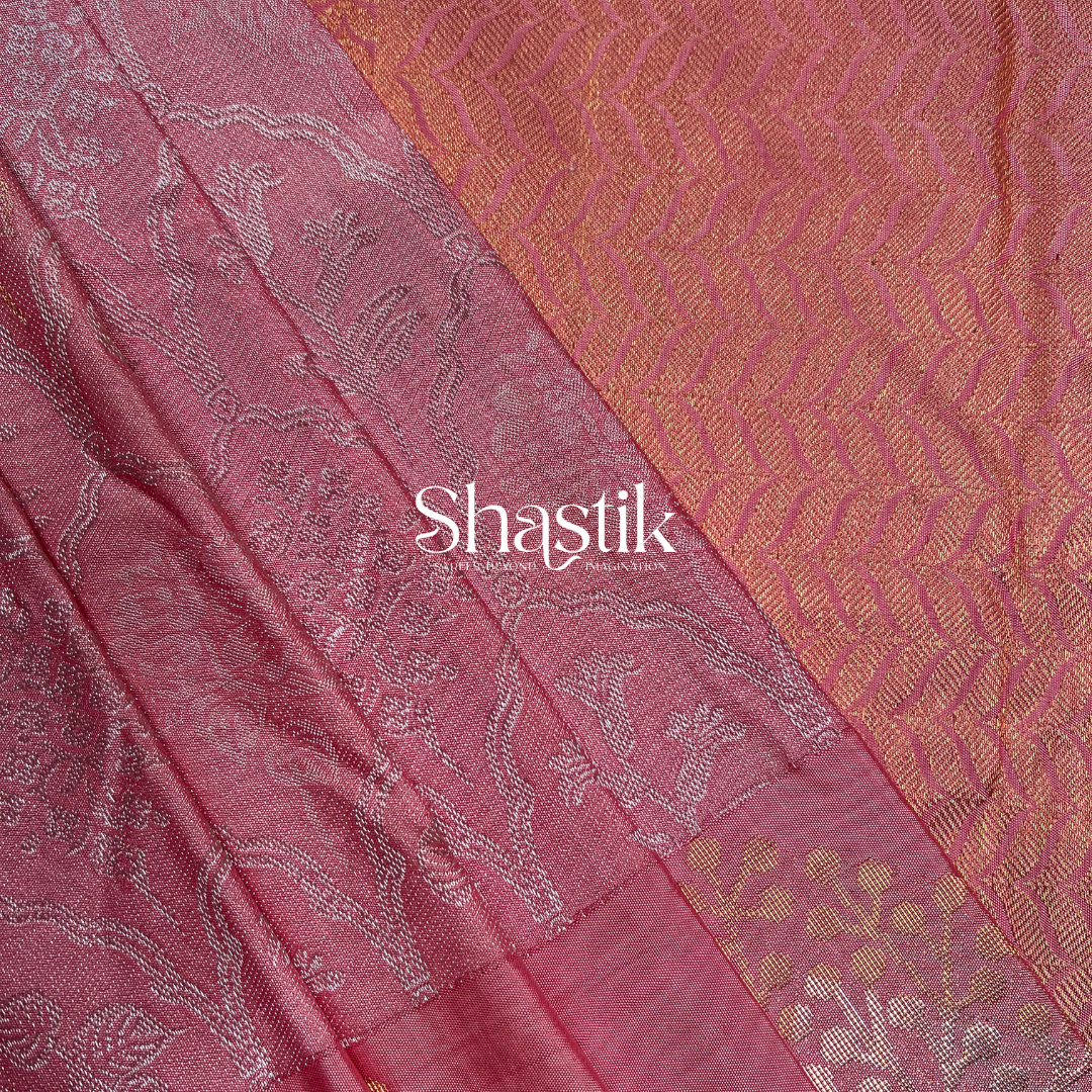 Best Kanchipuram Silk Saree in Rose Pink