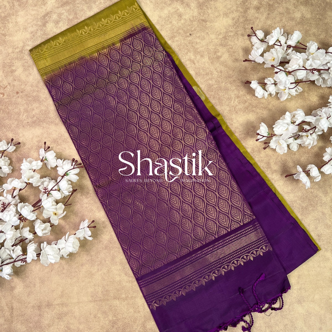 Coimbatore Handloom Soft silk saree in Olive Green