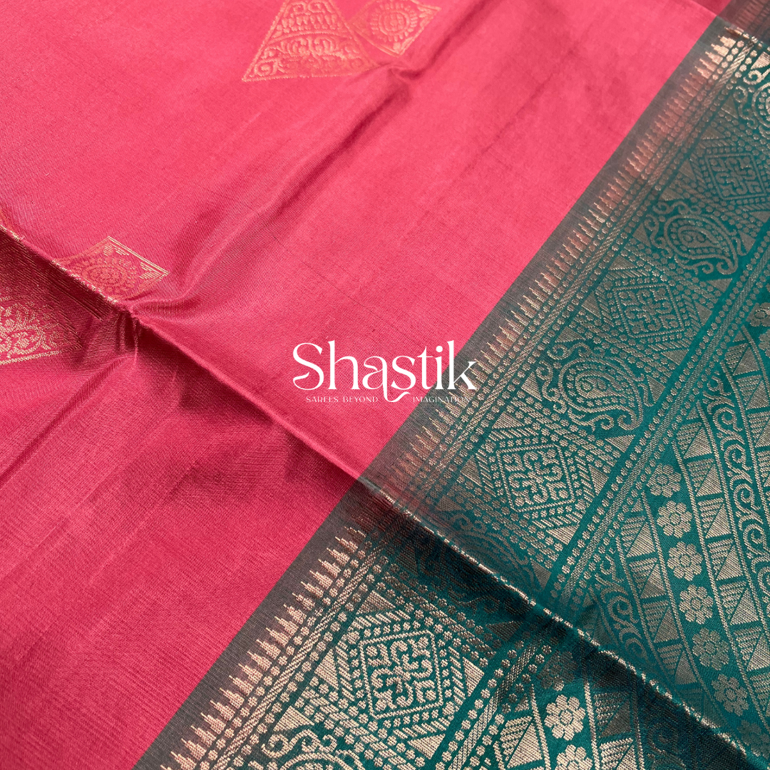 Coimbatore soft silk saree with antique gold zari
