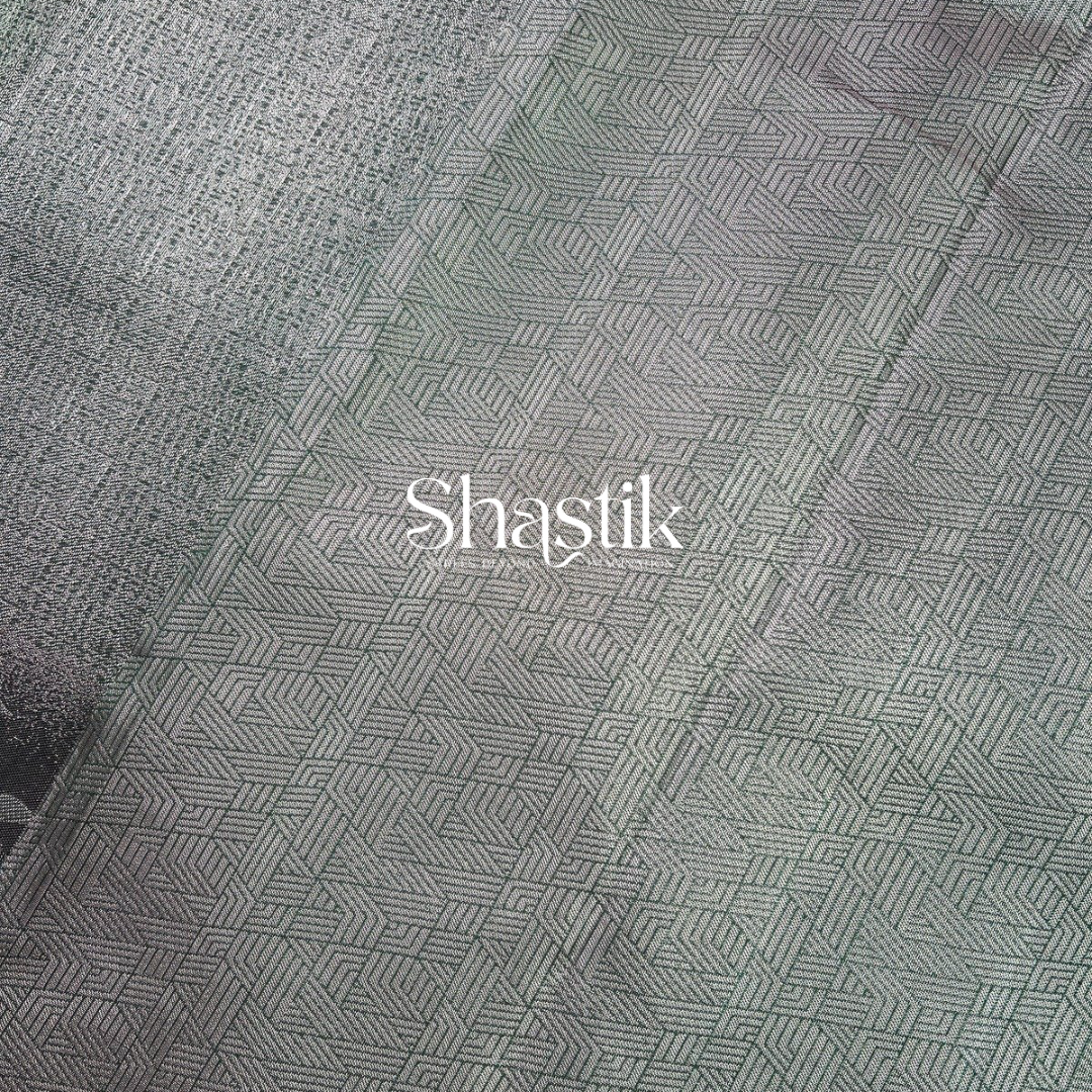 Contemporary grey saree with tissue weaving