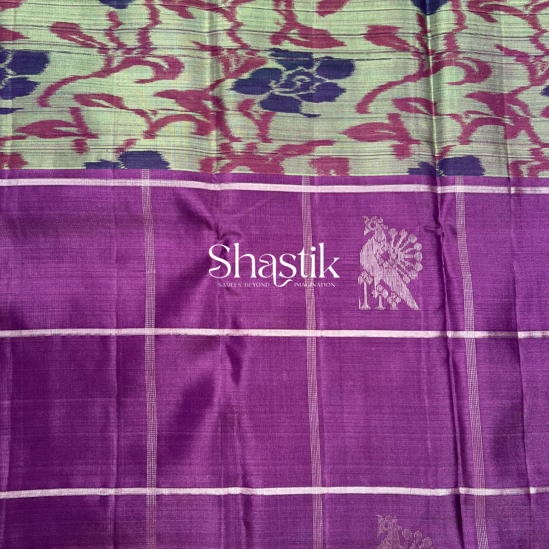 Contemporary saree in Coimbatore with walnut brown pallu