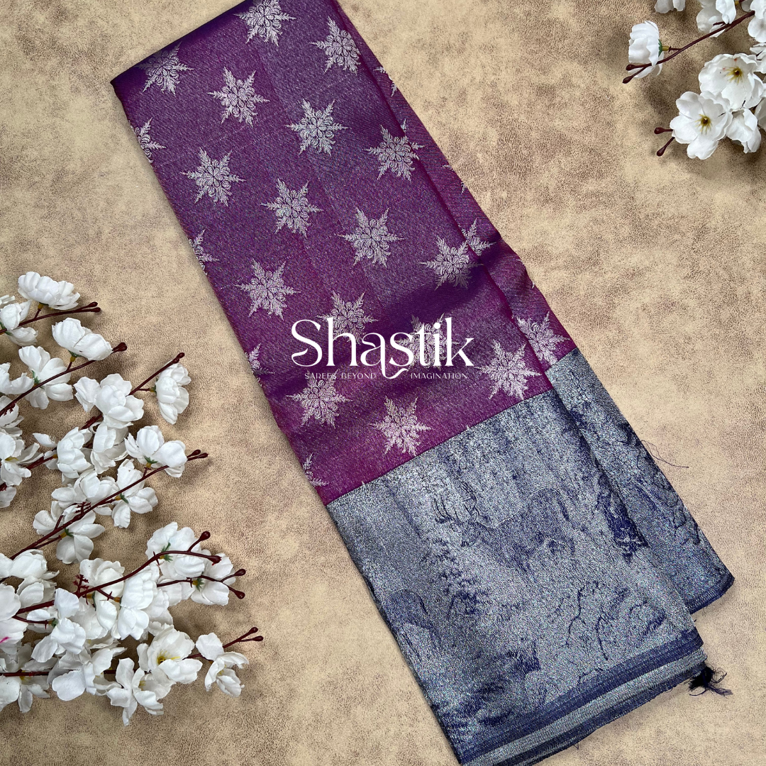 Dark purple pure silk saree