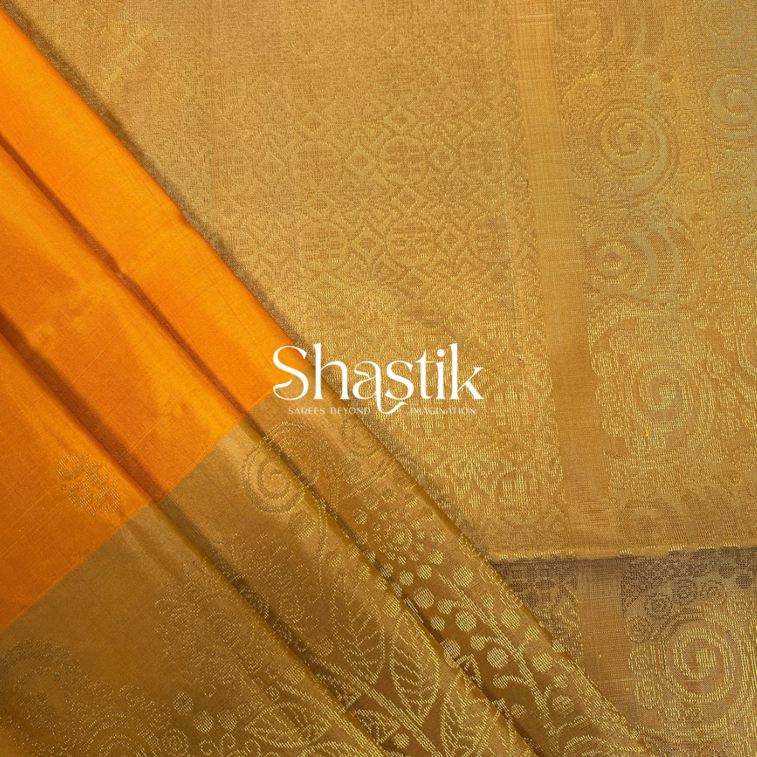 Garden delight soft silk saree in Tuscany yellow and beige