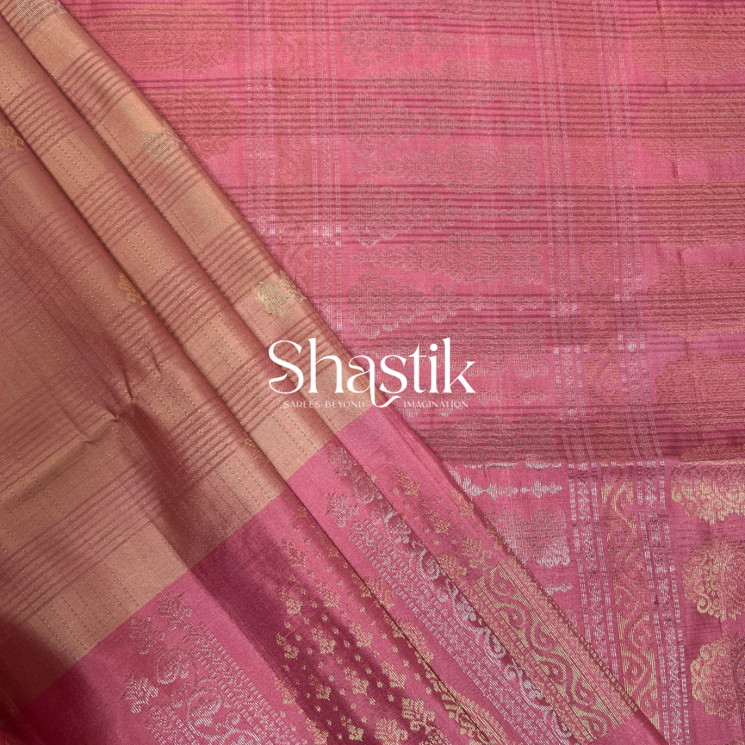 Handloom soft silk saree Coimbatore peach
