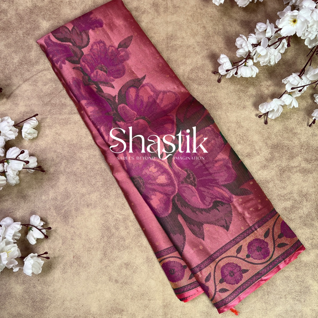 Blooming radiance silk saree in peachy pink