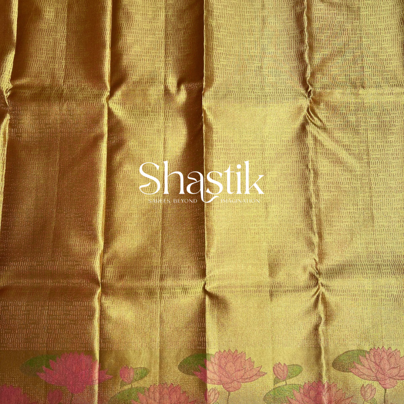 Kalamkari silk saree with lotus border designs