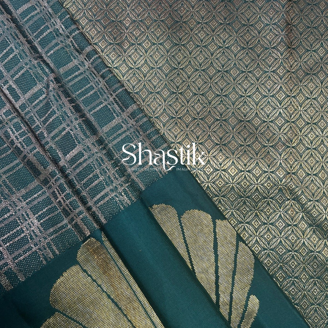 Modern Alpine green bridal silk saree