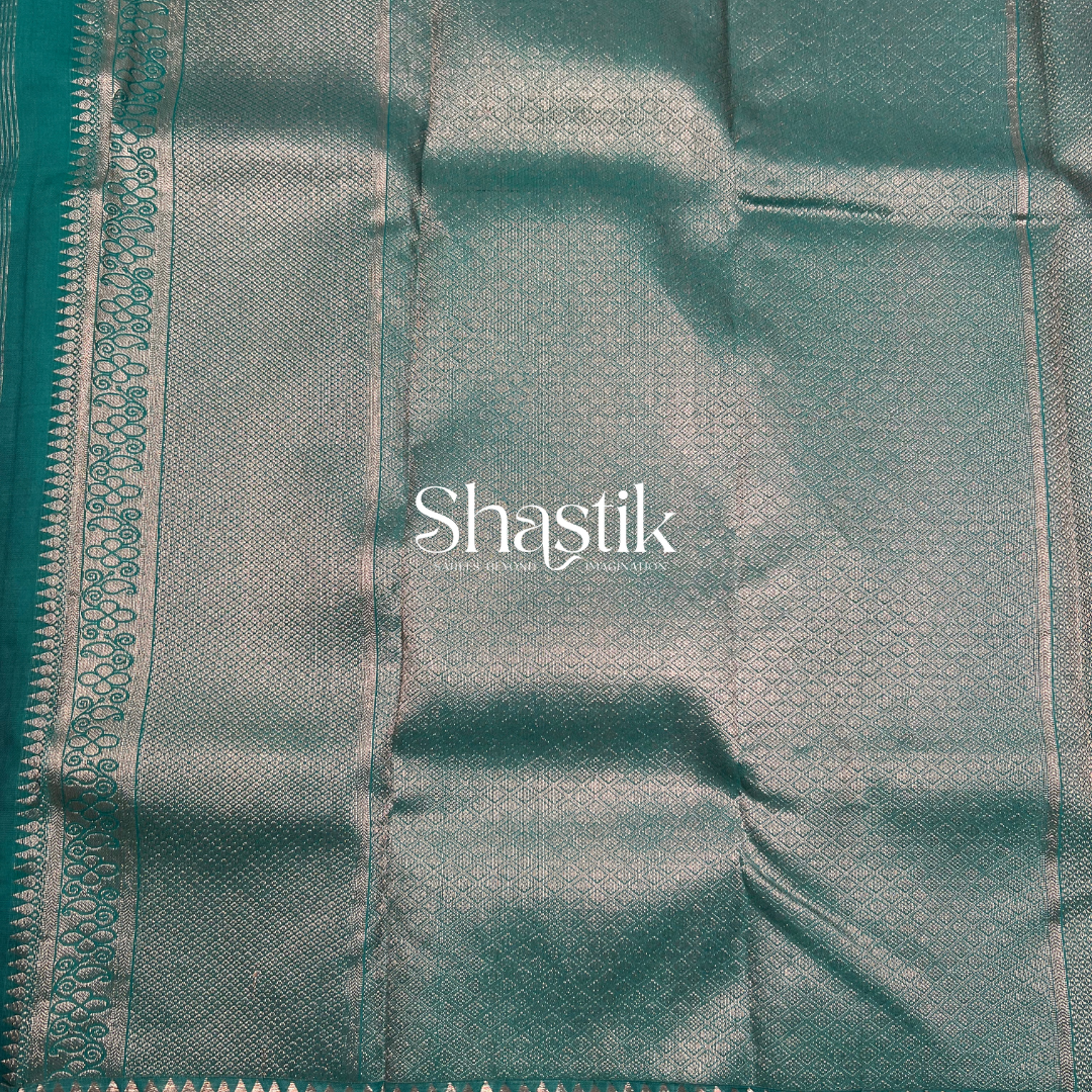 Modern silk saree in pastel turquoise 