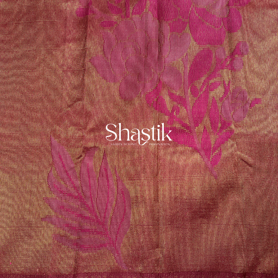 Monotonal Burgundy Tissue Silk Saree 