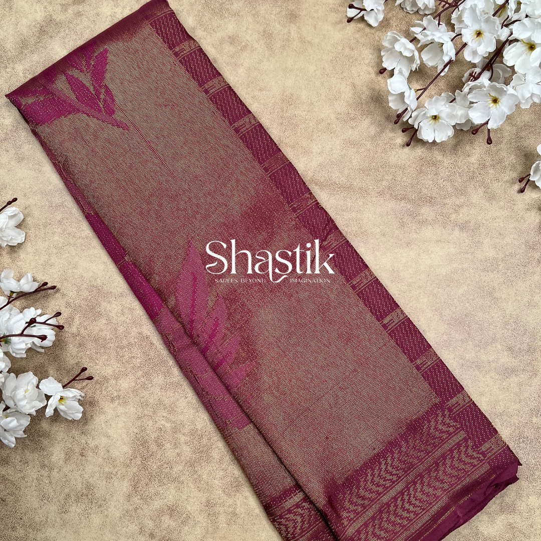 Monotonal Burgundy Tissue Silk Saree 