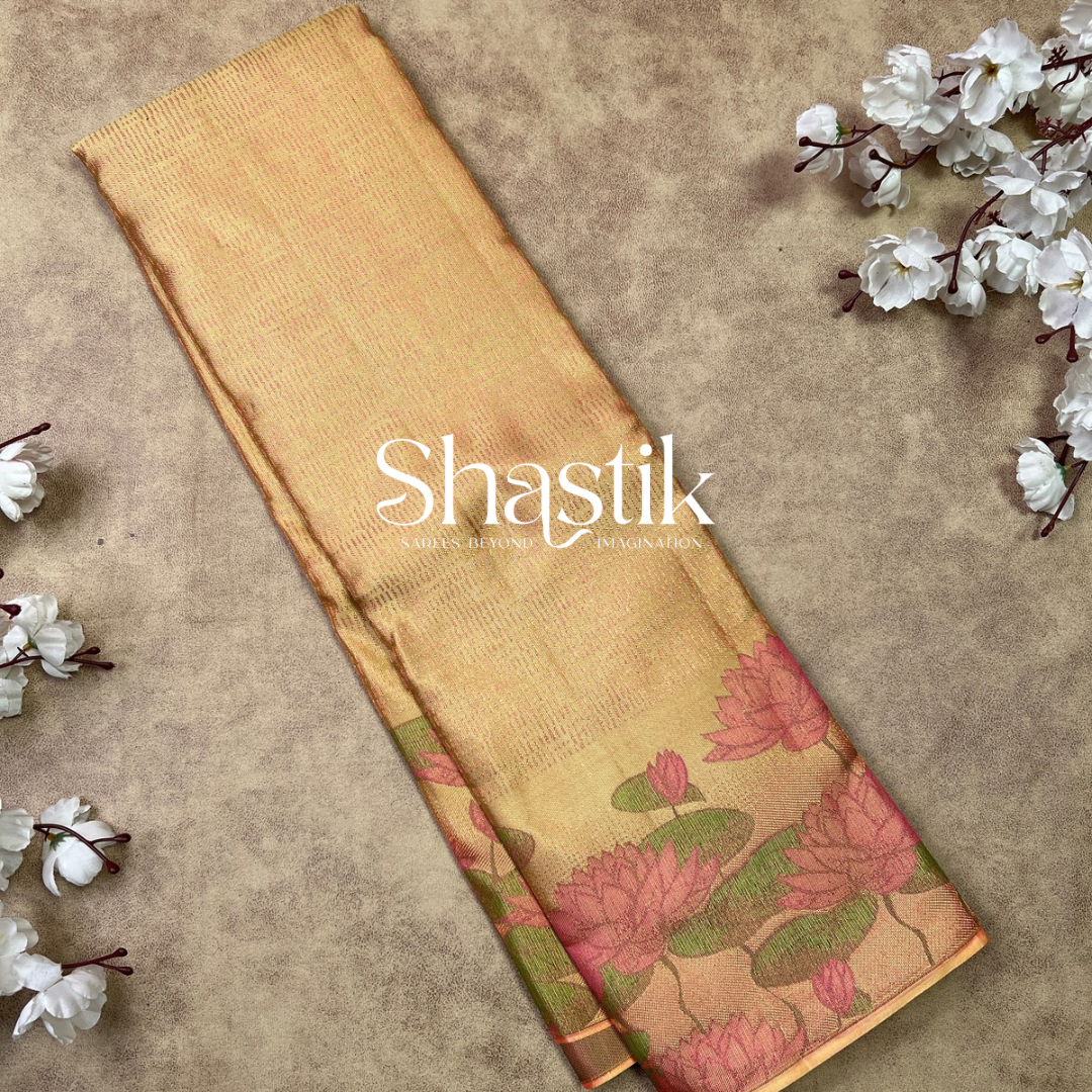 Naples yellow silk saree online in Coimbatore