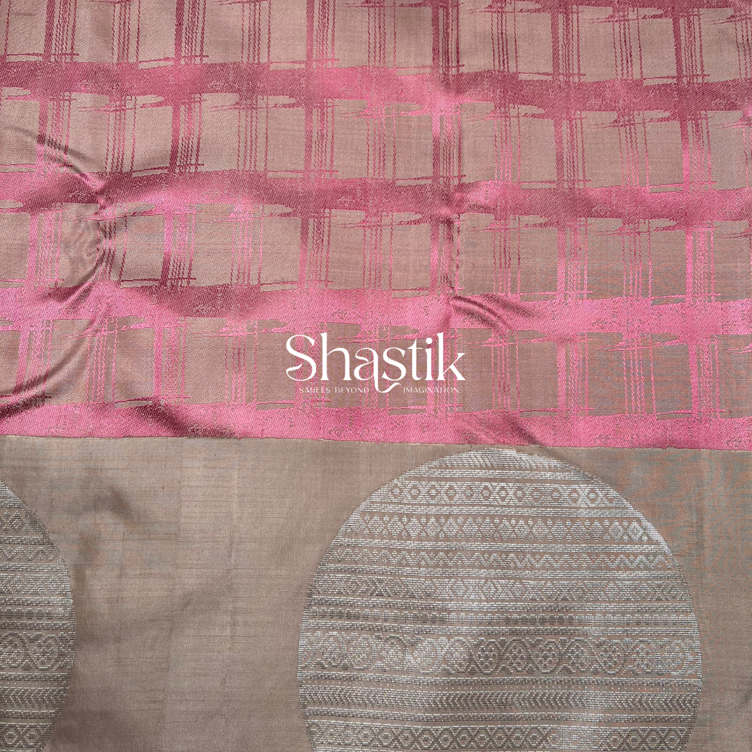 Pastel handloom silk saree with silver zari