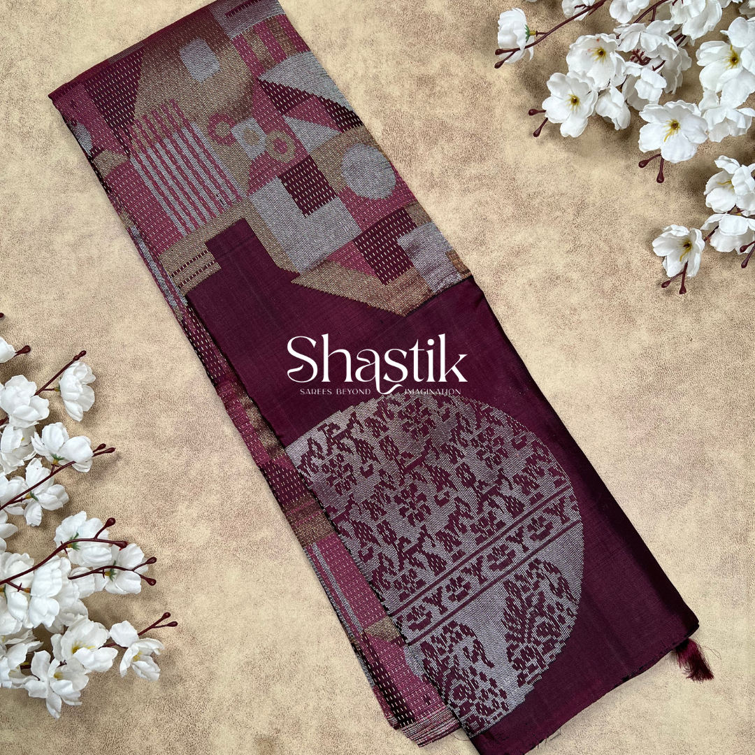 Pastel maroon Kancheevaram silk saree online
