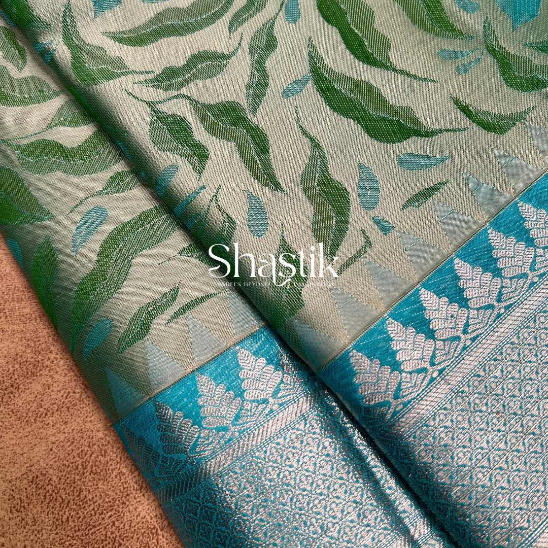 Pure silk saree with hummingbird patterns