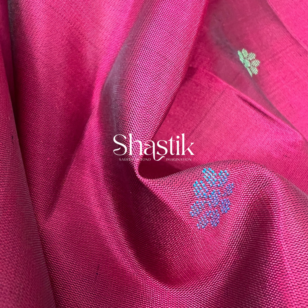 Ultra Maroon & Pastel Pink Soft Silk Saree with Butterflies

