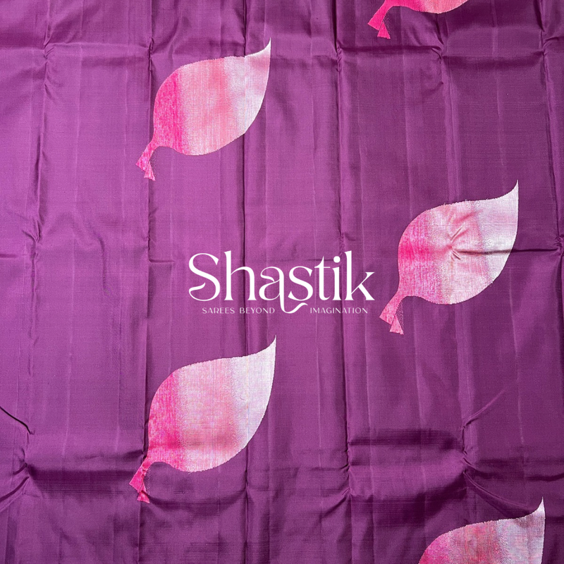 Unconventional Purple Wedding Silk Saree 