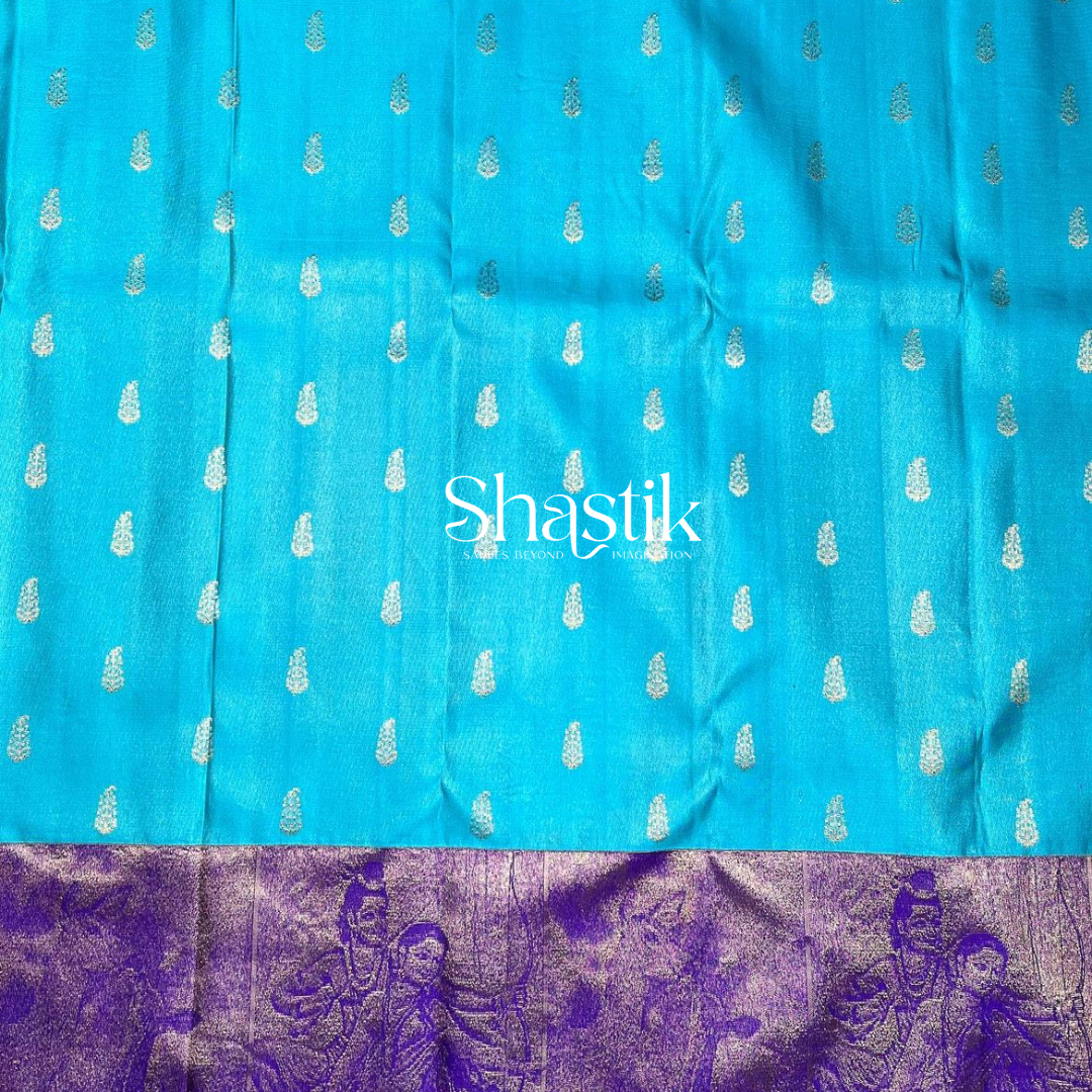 Wedding Silk Saree in Turquoise blue silk saree 