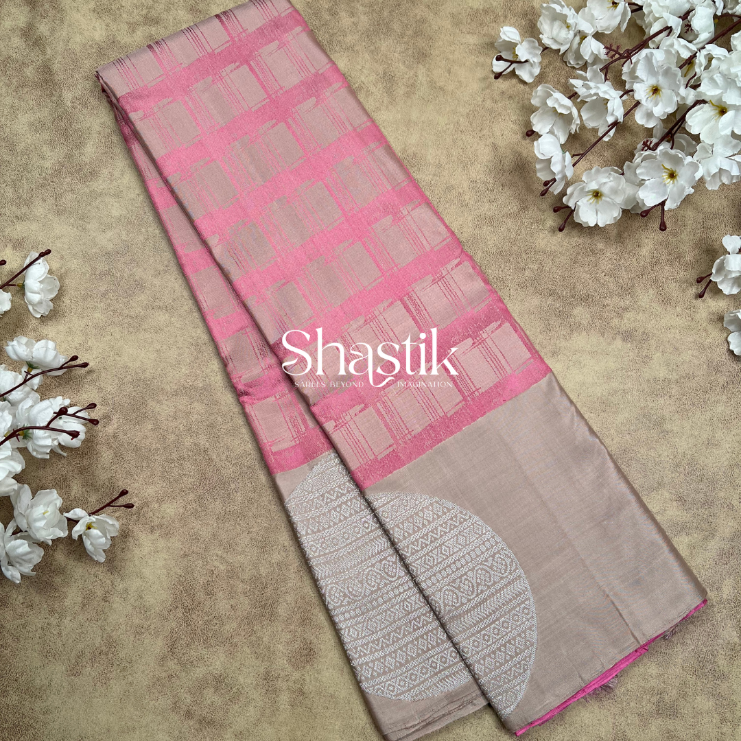 bridal silk saree with silver zari