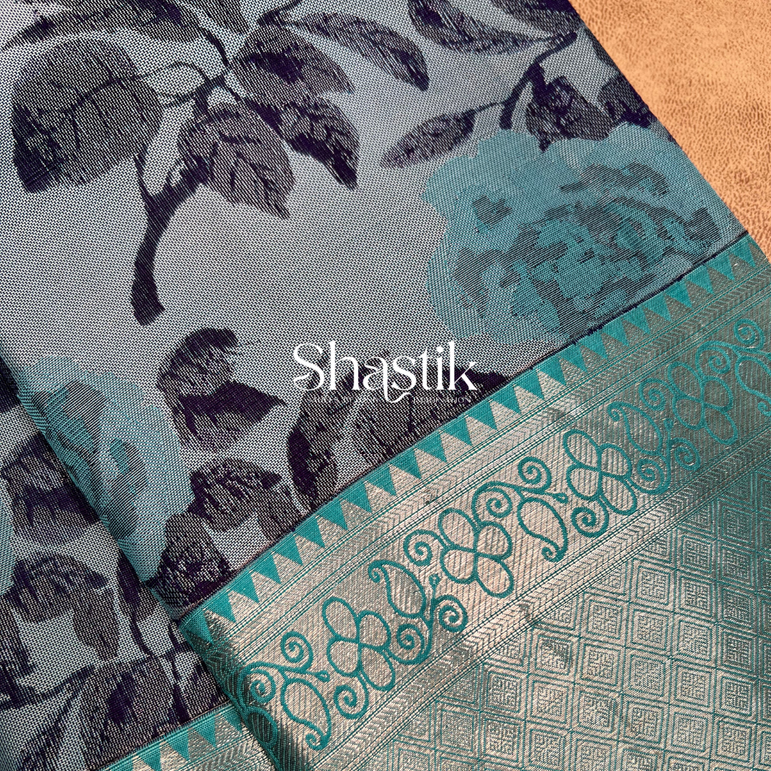 contemporary saree in pastel turquoise 