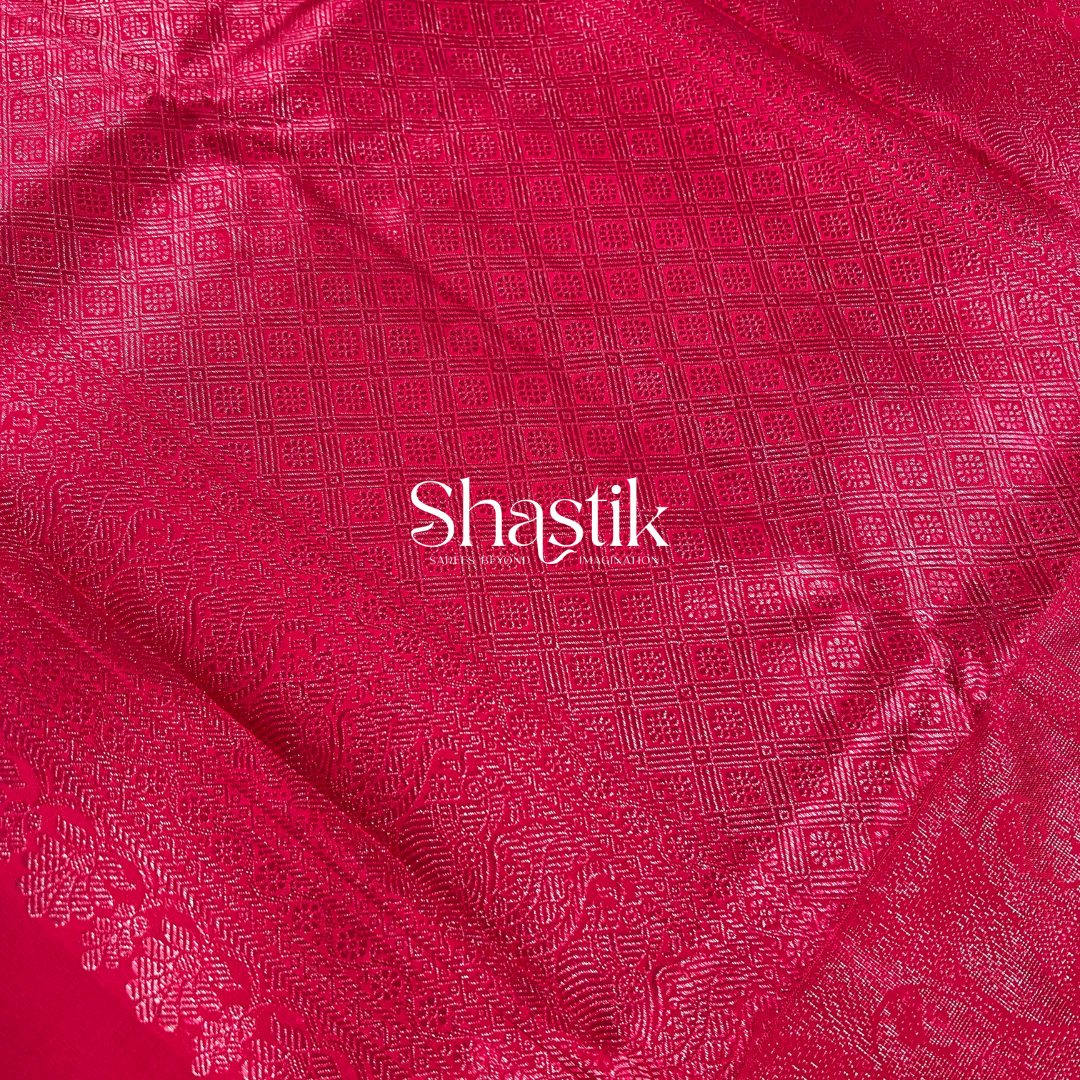 designer silk sarees for wedding in rani pink