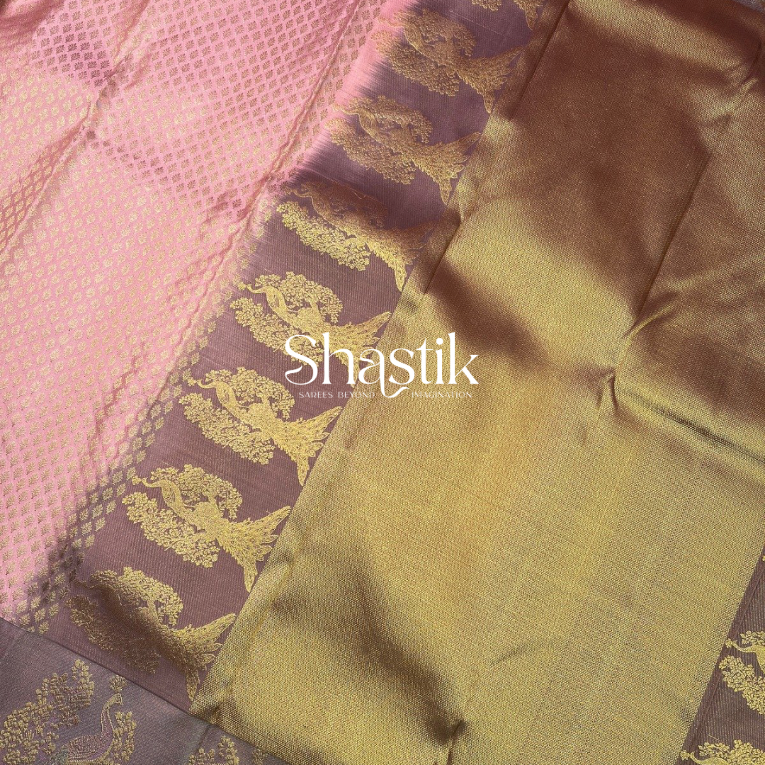 peacock motifs on bridal silk saree