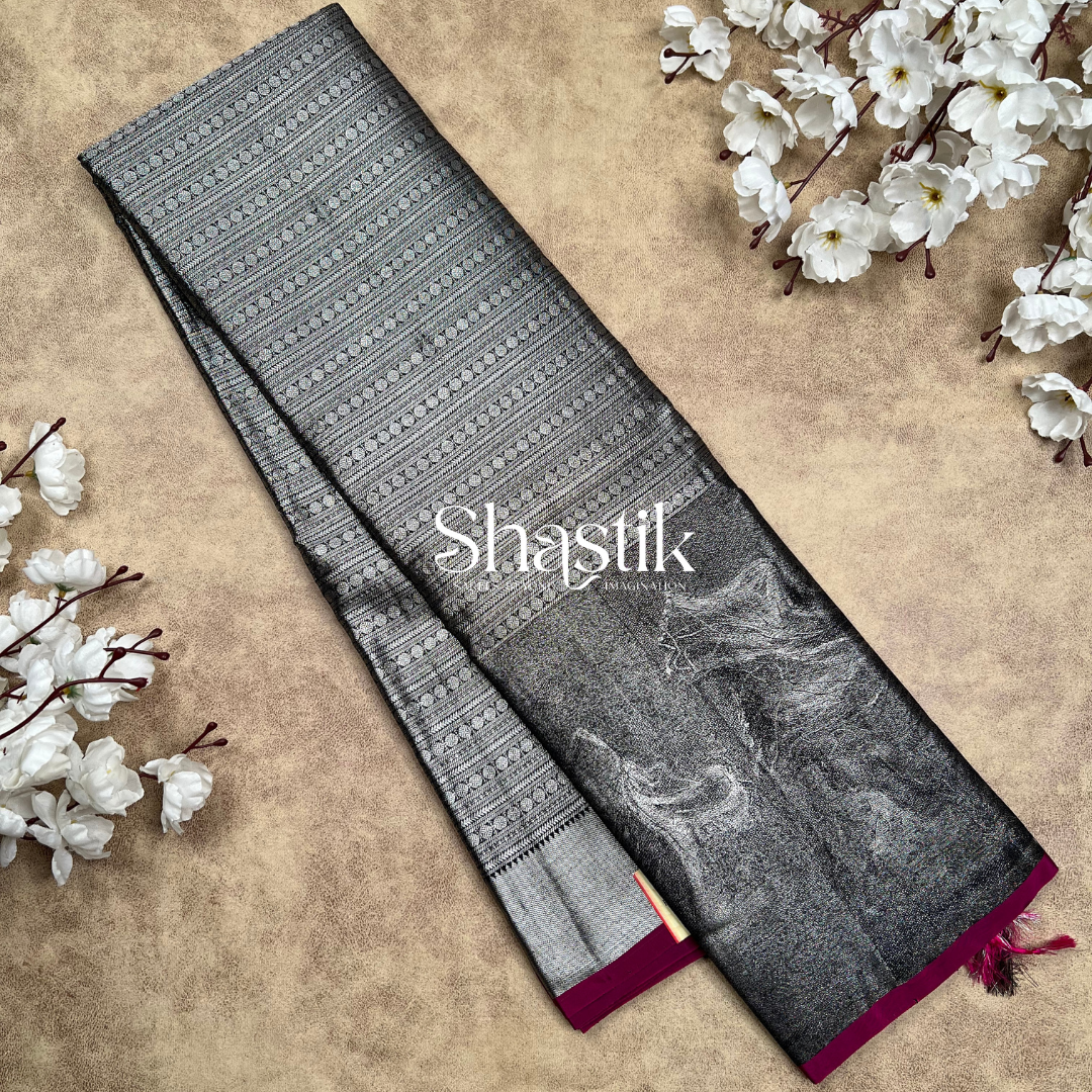 pure silk saree in black