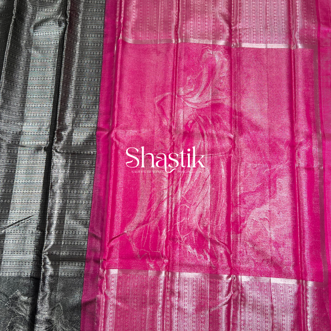 pure silk saree in black