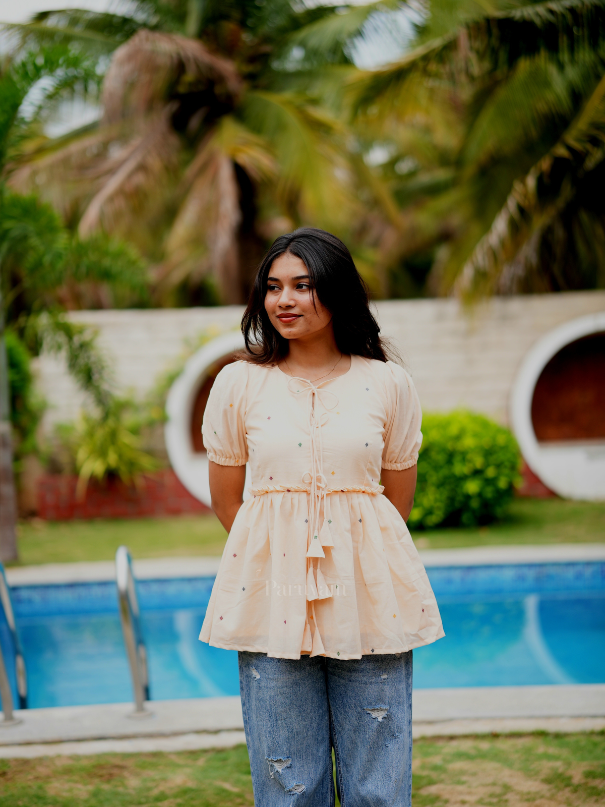 Melon Orange Peplum Top