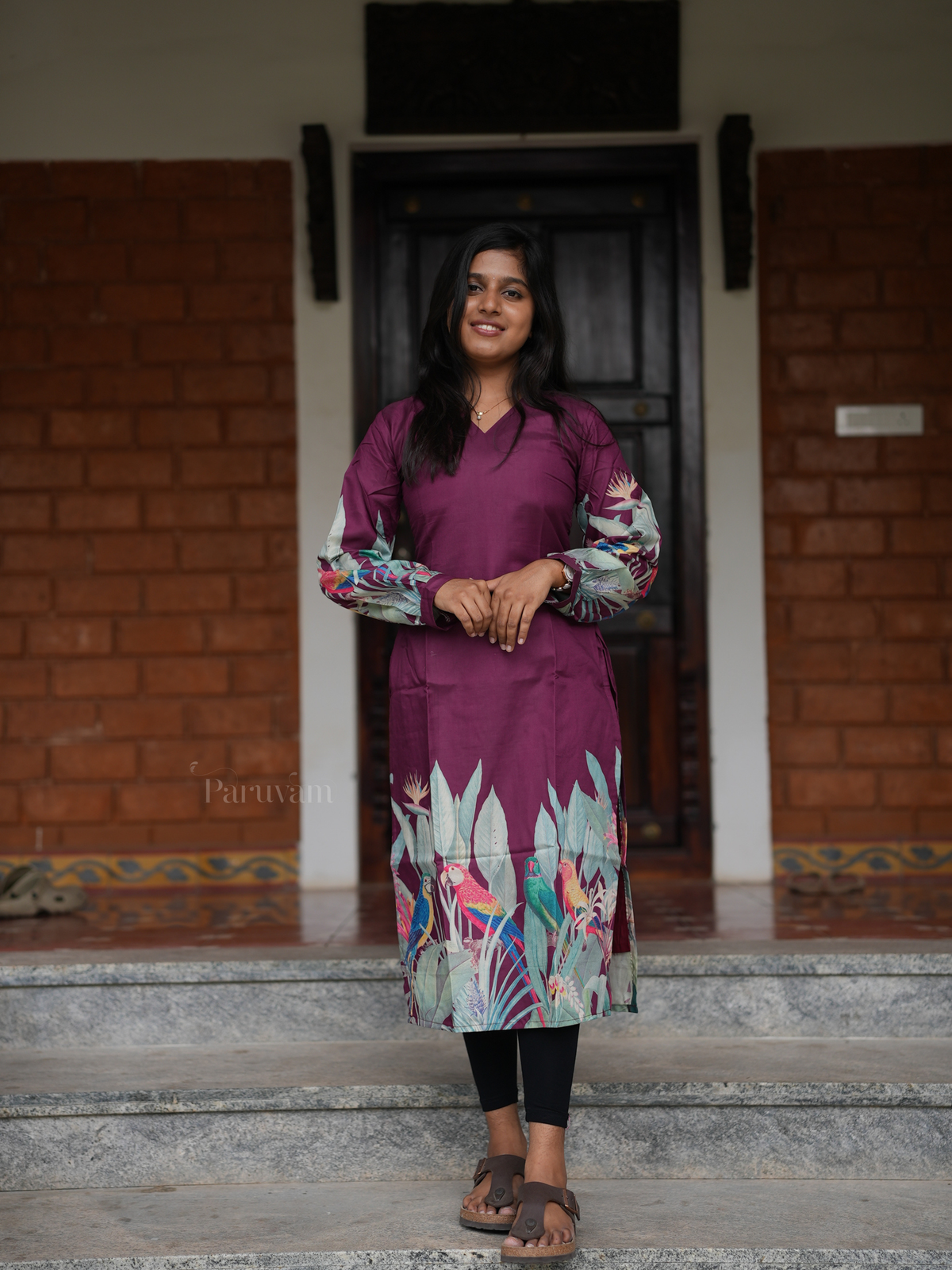 Parrot world Maroon Tussar Kurti - Ready to Ship